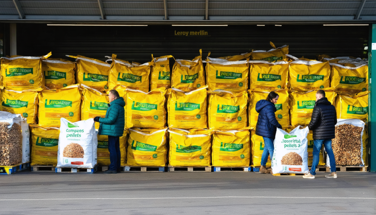 profitez de l'offre exceptionnelle leroy merlin sur les sacs de granulés de bois de 15 kg, idéale pour préparer votre chauffage cet hiver.