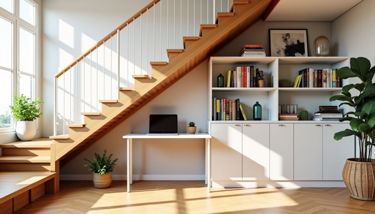 Astuces ingénieuses et économiques pour aménager l'espace sous votre escalier